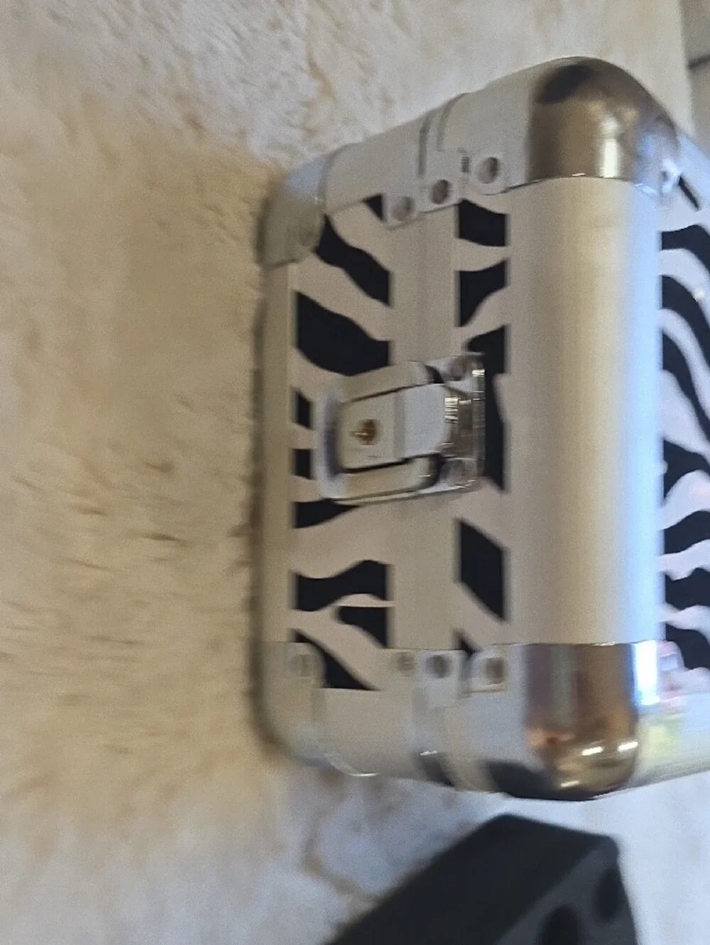 Zebra Print Locking Essential Oil Case with Black Velvet Interior